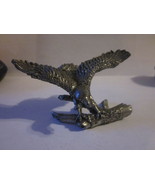 VINTAGE COMSTOCK PEWTER EAGLE ON LOG SPREAD WINGS #2063 SMALL FIGURINE - £7.98 GBP