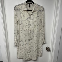 BCBGMaxazria Cream Sheer Long Tunic Blouse Top Cover Up Womens Size Small - £27.23 GBP