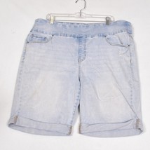 Women&#39;s Light Wash Blue Jean Distressed Shorts Size 1X Bermuda - £10.74 GBP