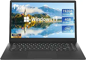 15.6 Inch Laptop Computer,Quad-Core Celeron N3450, 4Gb Ram And 192Gb Ssd... - $333.99