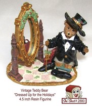 Teddy Bear Dressed Up for the Holidays Resin Figurine  (preowned) - £7.79 GBP