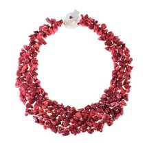 Vintage Bohemian Red Synthetic Coral Beads Bib Statement Fashion Ethnic Necklace - £40.50 GBP