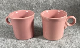 (2)HOMER Laughlin Fiesta Ware Rose Pink Coffee Tea Cup Mug O Ring Handle Usa Euc - £15.66 GBP
