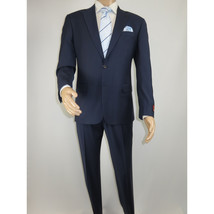 Men Suit BERLUSCONI Turkey 100% Soft Italian Wool Super 180's #Ber28 Navy Blue image 11