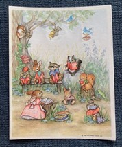 Vintage 1985 Hallmark Sticker Sheet Forest Scene School Woodland Animals Bunny - £10.05 GBP