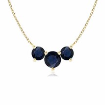 ANGARA Classic Trio Sapphire Necklace for Women in 14K Solid Gold | 18&quot; Chain - £583.88 GBP