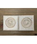 2 Plinth Blocks Wood Accent Beveled Edge Round Bullseye Design 3.75” - $44.50