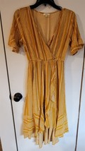 Womens S Kori America Yellow/White Print Long Flowy Dress - £15.00 GBP