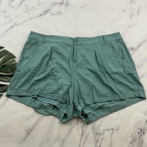 Torrid Womens Linen Blend Pleated Shorts Plus Size 22 Light Blue Rolled Hem - $24.74