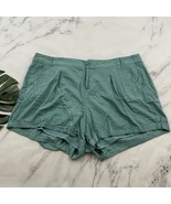 Torrid Womens Linen Blend Pleated Shorts Plus Size 22 Light Blue Rolled Hem - $33.83 CAD