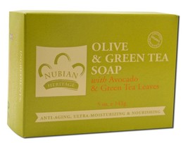 Nubian Heritage Bar Soap Olive &amp; Grn Tea 5 Oz - £15.17 GBP