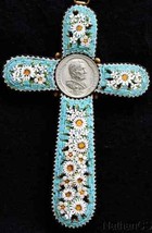 Antique Papal micro mosaic cross - crucifix PIUS X, Exceptional and very Rare - £510.34 GBP