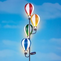 Hot Air Balloon Solar Powered Garden Stake Rainbow Outdoor Patio Garden Yard Art - £26.80 GBP