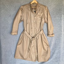 Career Chic Trench Rain Coat Womens 16 Double Breasted Lined Tan Belted ... - £54.04 GBP