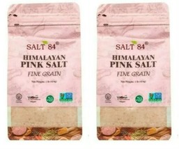 Lot 2 x SALT84 Himalayan Pink Salt Fine Grain Vegan Kosher Halal 1 LB/Ba... - £11.86 GBP