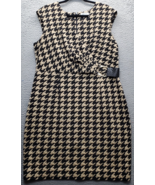 Calvin Klein Dress Women&#39;s 16 Tan Black Houndstooth Surplice Neck Belted... - $735.04 MXN