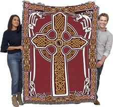 Red Celtic Knots Cross With Unicorn Tapestry Throw (72X54) - Made In, Gift Item. - $72.61