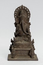 Antico Giavanese Stile Bronzo Seduta Indonesiano Ganesha Statua - 18cm/17.8cm - £647.78 GBP