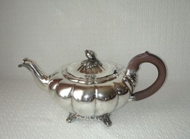 Oneida Community MELON Silver Plate Tea Pot w/ Brown Handle Pomegranate ... - £38.93 GBP