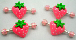 Set of 4 Hair Clip Spring Baby Girly Decorative Strawberry Accent Delicate Tinny - £5.60 GBP
