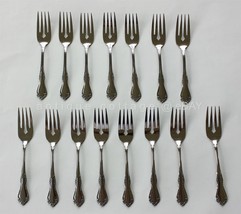 LOT 15pc MANSFIELD Wm A ROGERS STAINLESS FLATWARE oneida DESSERT FORKS - £36.83 GBP