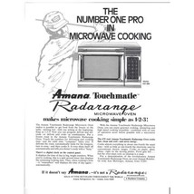Amana Microwave Print Ad Vintage 70s Retro Oven Touchmatic Radarange Kitchen - £8.81 GBP