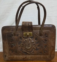 Mexican Tooled Leather Purse Handbag Hand Tooled Embossed Original 1950&#39;... - $731.13 MXN