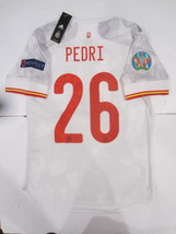 Pedri #26 Spain 20/21 Euro Match Slim White Away Soccer Jersey 2021-2022 - £71.18 GBP