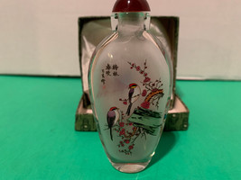 Vintage Asian Bird Themed Reverse Painted Frosted Glass Snuff Bottle - $26.99