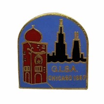 Chicago Illinois Sears Tower Masonic Masons Shriner Enamel Lapel Hat Pin - $7.95