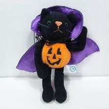 Halloween Black Cat Vampire Cape Plush Jack O Lantern Pumpkin Stuffed Animal 7&quot;  - £15.45 GBP