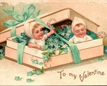 Vtg Valentine Box Full Flowers &amp; Babies - Embossed International Art Pub... - £9.76 GBP