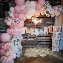 137PCS Cow Balloon Garland Arch Kit with Pink White Cow Print Balloons for CowBo - $27.99