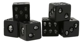 Large Decorative 0.75&quot; Cube Skull Face Gaming Dice Set of 6 Matte Black Finish - £11.78 GBP