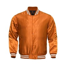 Baseball College Varsity Bomber Sports Wear Super Jacket Orange Satin - £54.61 GBP