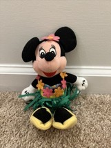 Disney Store 8&quot; MINNIE MOUSE HULA  PLUSH Bean Bag Hawaiian - $6.50