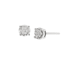 0.80 Ct Round Simulated Diamond Cluster Stud Gift Earrings 14K White Gold Plated - £50.15 GBP
