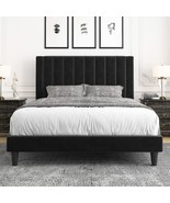 Allewie Queen Bed Frame/Velvet Upholstered Bed Frame With Vertical Channel - £138.99 GBP