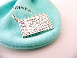 Tiffany &amp; Co San Francisco Postcard Blue Travel Charm 4 Necklace Bracelet MINT - £358.11 GBP