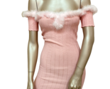 FOR LOVE &amp; LEMONS Womens Mini Dress Off Shoulder Fuzzy Solid Pink Size S - £72.90 GBP