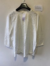 LASCANA Broderie Anglaise Slip-On Blouse in Cream (FM102-6) - $54.28