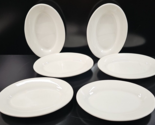 (6) Buffalo China White 7&quot; Oval Serving Platters Set Vintage Resturant W... - $78.87