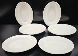 (6) Buffalo China White 7&quot; Oval Serving Platters Set Vintage Resturant Ware Lot - £63.04 GBP