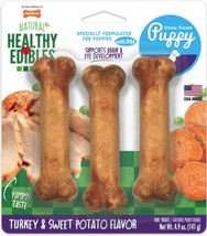 Nylabone Natural Healthy Edibles Puppy Turkey and Sweet Potato Chew - 3 count - £10.00 GBP