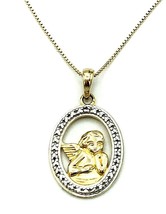 Vintage Gold Over Sterling Silver Ross Simons Angel Pendant Necklace - £29.38 GBP