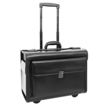 DR477 Leather Pilot Case Wheeled Lockable Laptop Bag Black - £116.54 GBP