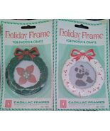 Vintage Cadillac Wreath Holiday Frames Ornament Set Of 2 NOS - UPC 07203... - €15,20 EUR