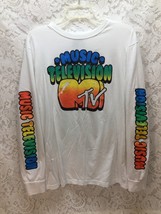 MTV Music Television Long Sleeve Shirt White w/Graphics Plus Arm Graphic... - $14.65