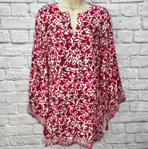 Soft Surroundings Pink White Paisley Avignon Kimono Tunic Blouse Size M ... - £31.61 GBP
