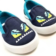Gymboree Boys Shoes size 4 Blue MONSTER Sneakers Toddler Canvas Slip On Eyes Fun - $14.14